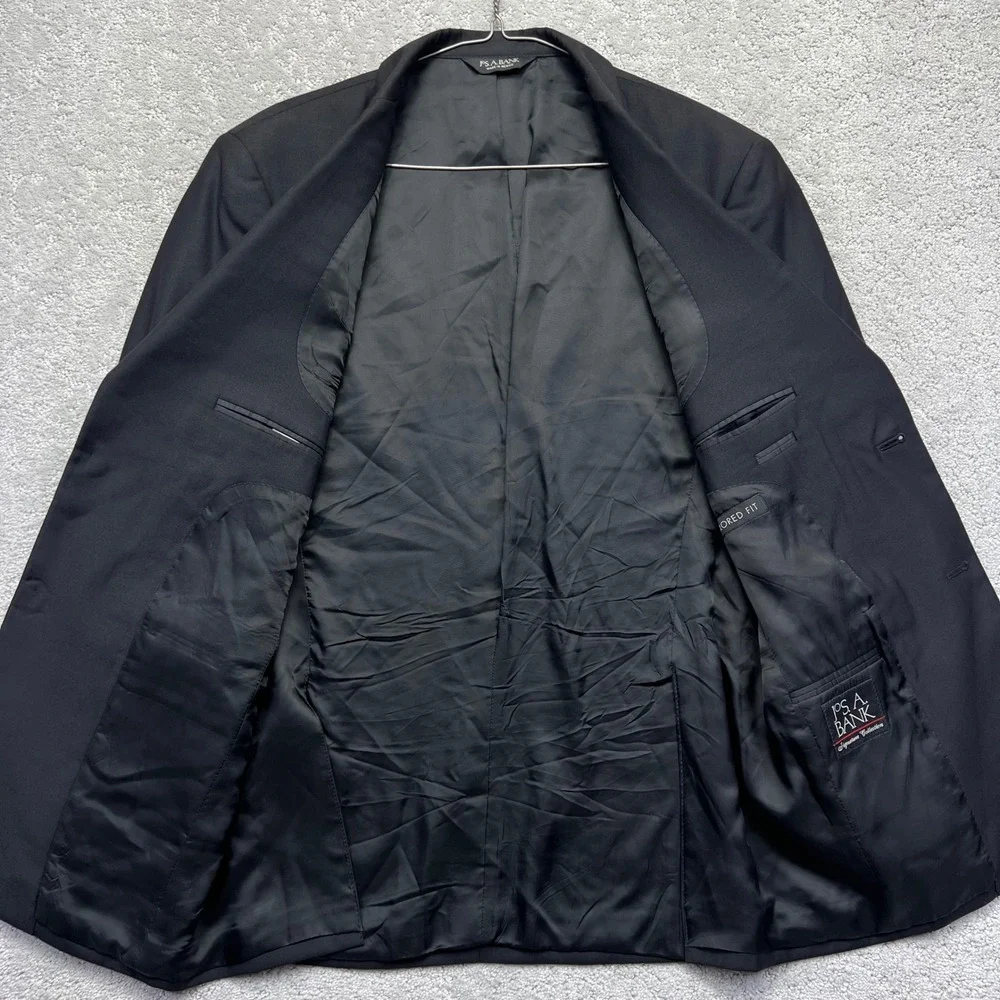 Jos A Bank Signature Collection Blazer Mens 38R Black Tailored Fit 100% Wool
